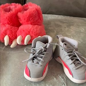 Jordan 12 Retro Wolf Grey Racer Pink Toddler